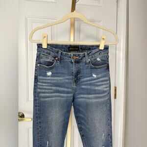 Kendall & Kylie Ultra Babe Skinny Jeans 3/26 Distressed Ripped Denim Mid Rise